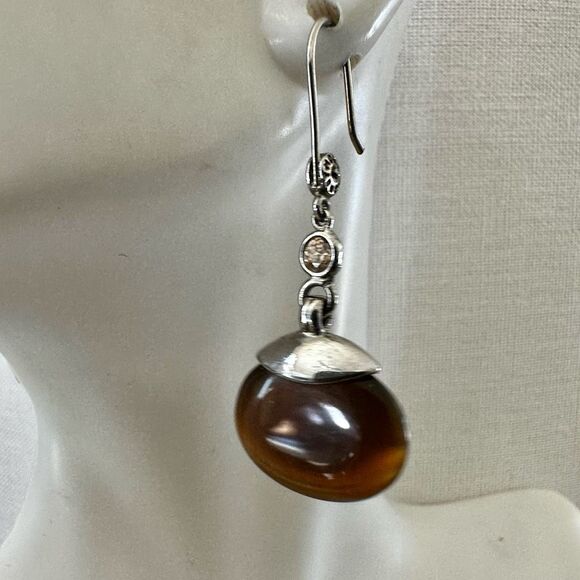 Monet Brown Glass Dangle Earrings - Picture 4 of 8